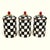 Set of 3 classic Courtly check pattern enameled metal canisters from Mackenzie Childs. Each stands at 9 3/4” tall. All new...