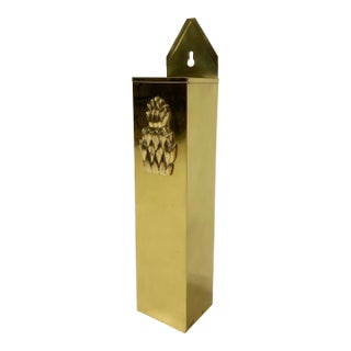 Vintage Brass Pineapple Wall Mount Matchstick Holder For Sale