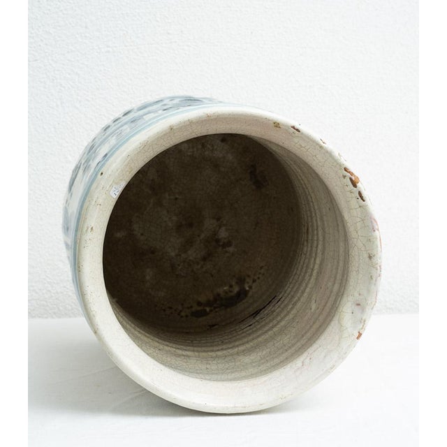 Antique Glazed Majolica Jar Depicting a Landscape with Ruins, Naples, 18th Century For Sale - Image 5 of 6