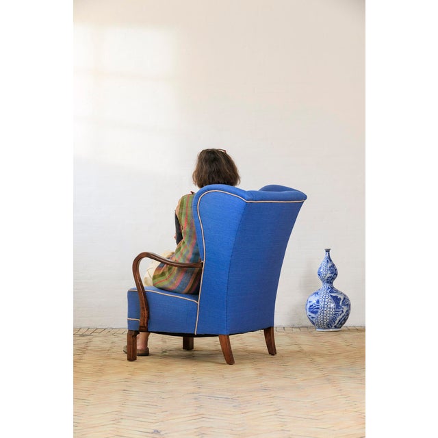 Royal Blue Armchair, 1950s For Sale - Image 5 of 6