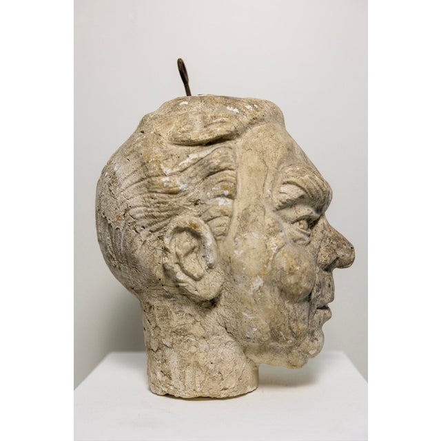Mid-Century Modern Plaster Sculpture Depicting a Man's Head, 1960s For Sale - Image 3 of 6