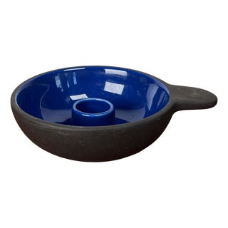 Vintage Danish Blue Ceramic Candleholder from Stelton For Sale