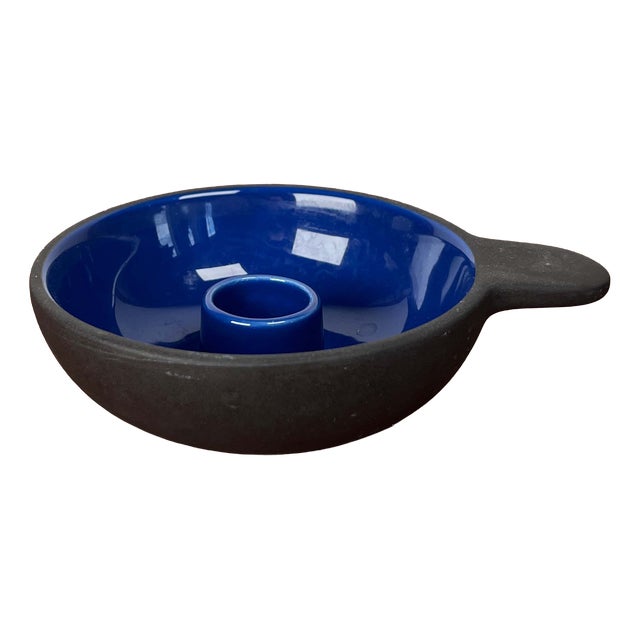 Vintage Danish Blue Ceramic Candleholder from Stelton For Sale