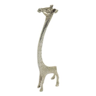Vintage Italian Handmade Genuine Silver Giraffe Figurine, 1980s For Sale
