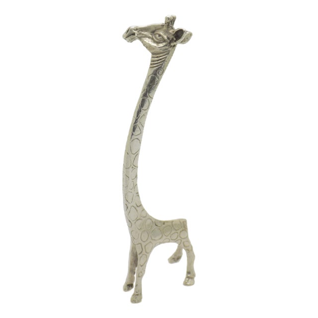 Vintage Italian Handmade Genuine Silver Giraffe Figurine, 1980s For Sale