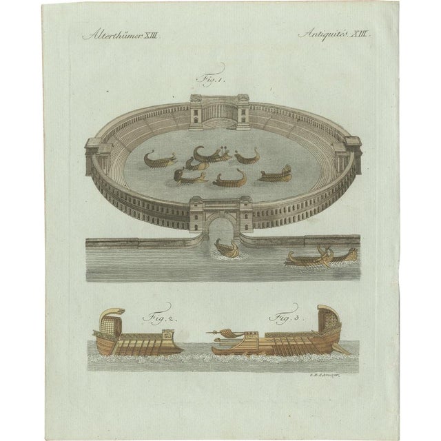 Bertuch, Roman Naval Battles and Warships, 1800, Engraving For Sale - Image 9 of 9