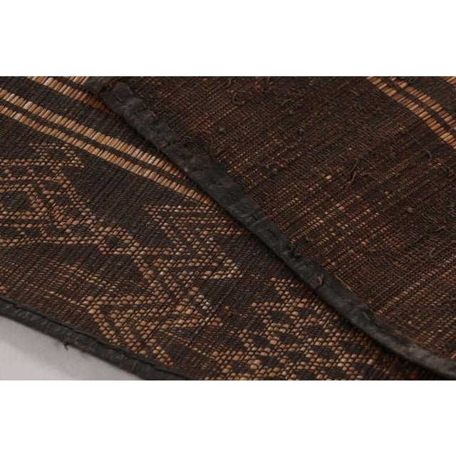 Beige Vintage Tuareg Mat, Bold Geometric Stripes in Beige-Brown - Rug & Kilim For Sale - Image 8 of 8