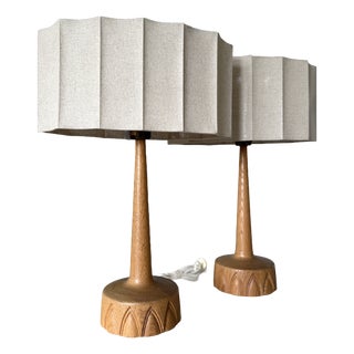 Oak Table Lamps by Ab Stilarmatur Tranås, Sweden, 1960s, Set of 2 For Sale