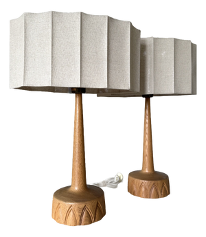 Oak Table Lamps by Ab Stilarmatur Tranås, Sweden, 1960s, Set of 2