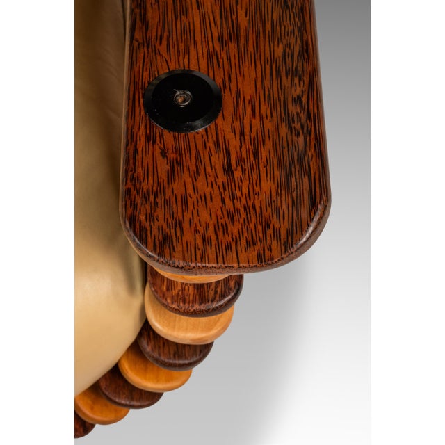 Rare Art Deco Organic Modern "Luxor" Armchair / Lounge Chair in Leather, Spruce & Palmwood Attributed to Pacific Green, Australia, C. 2000s For Sale - Image 18 of 18