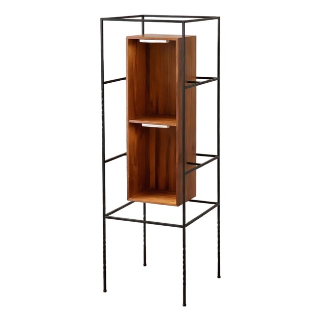 Freestanding Display Cabinet With Lights, Solid Walnut Tall Cabinet, Narrow Bookcase Display For Sale