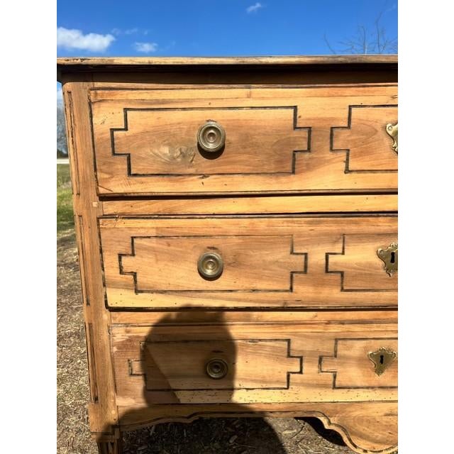 French Country 18th Century Louis XVI Solid Walnut Bleached Marble Top Chest of Drawer / Commodes For Sale - Image 3 of 15