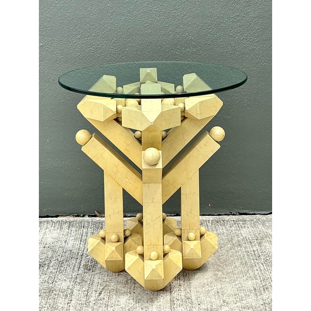 Vintage Postmodern Abstract Wood and Glass Table For Sale - Image 11 of 12