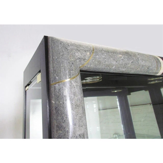 1980s Art Deco Display Cabinets in Tessellated Stone - A Pair For Sale - Image 5 of 8