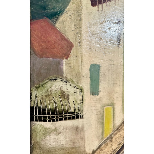 Charles Chartier, Charles Chartier 1951 French Cubist Modernist Oil Painting Surreal Paris Village, 1951 For Sale - Image 10 of 13