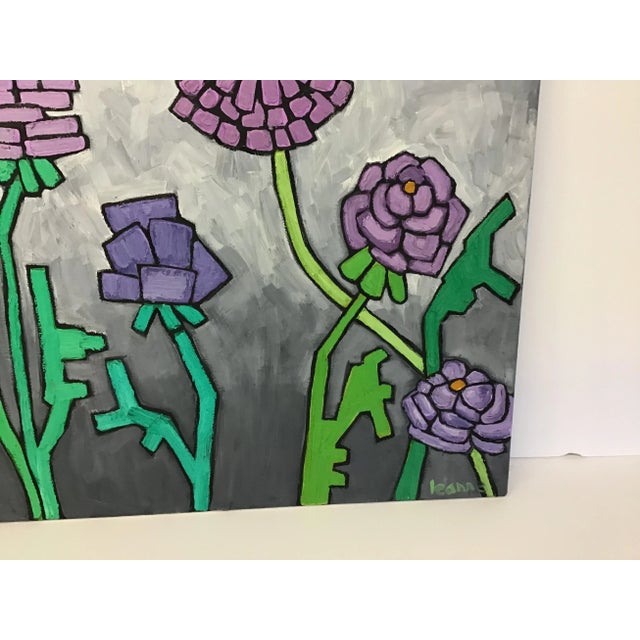 Pop Art Zinnias in a Storm Acrylic Painting For Sale - Image 3 of 6