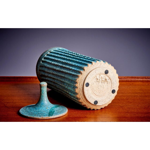 Ceramic Vessels with Lid and Vase in Green by Tom McMillin, USA, 1960s, Set of 5 For Sale - Image 15 of 18