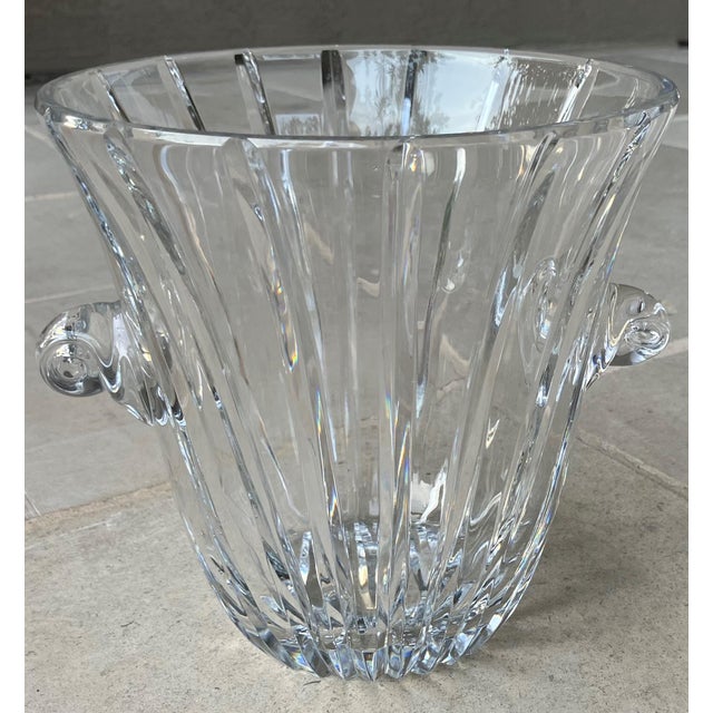 Glass Late 20th Century Flared Swirl Cut Crystal Nautilus Shell Applied Handles Ice Bucket in the Manner of Tiffany & Company For Sale - Image 7 of 18