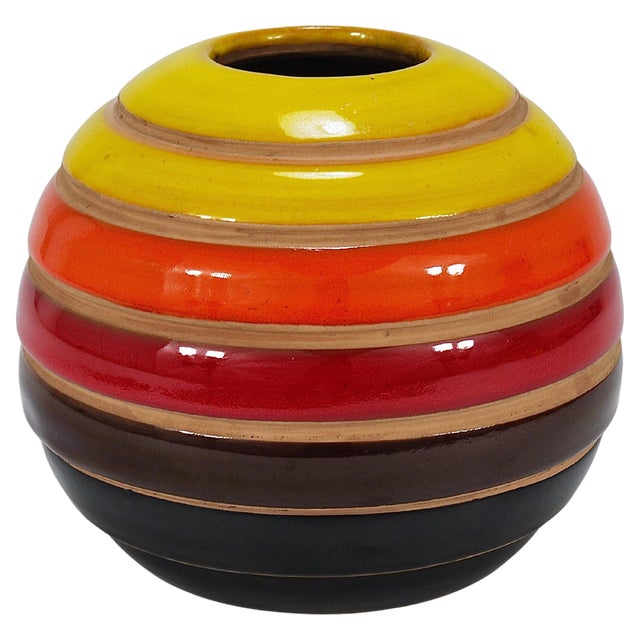 Mid-Century Ceramic Ball Vase attributed to Bitossi for Bitossi, Italy, 1960s For Sale