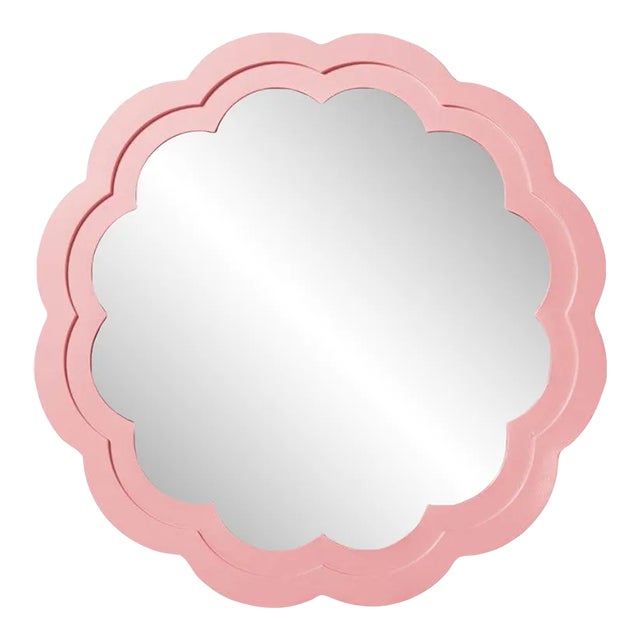 Fleur Home Audubon Peony Circle Mirror in Pink Punch, 48x48 For Sale