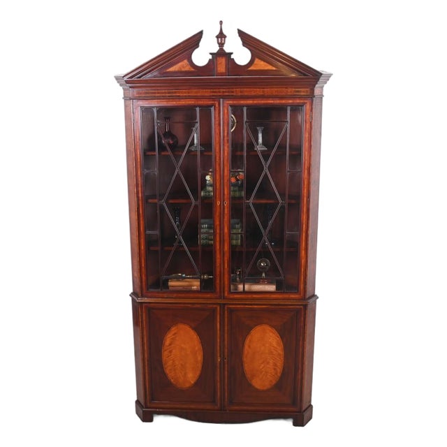 George III Mahogany Corner Display Cabinet, 1820s For Sale