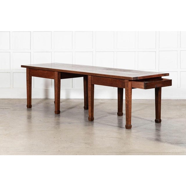 English Monumental Oak Library Table, 1930s For Sale - Image 6 of 16