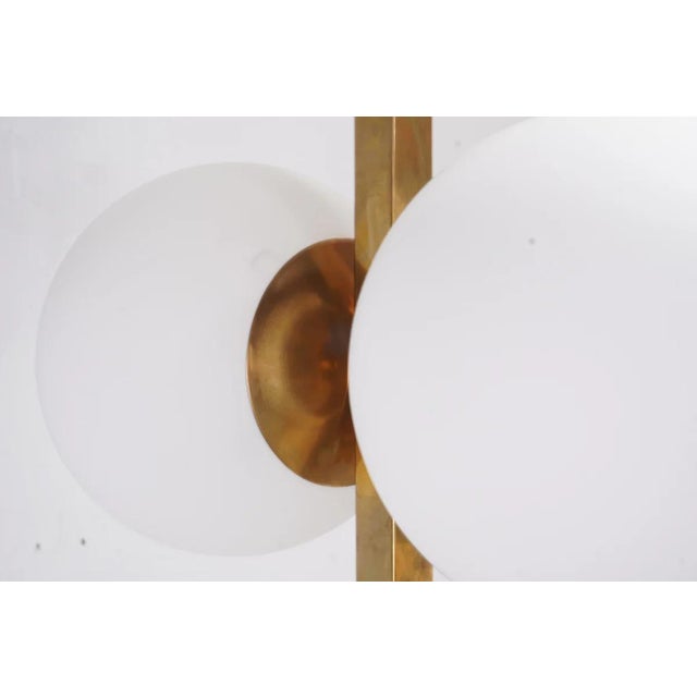 Vintage Italian Brass Floor Lamps With Opaline Ball, Pair Of For Sale In San Diego - Image 6 of 8