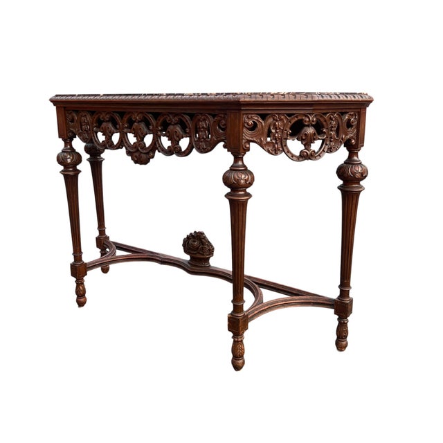 Early 20th Century Jacobean Style Marble Top Console Table For Sale - Image 16 of 16