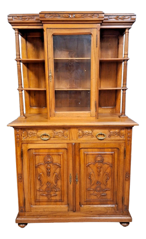 Antique 19th Century Renaissance Walnut Two-Part Buffet