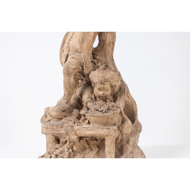 Rocaille-Style Terracotta Sculpture of Children and Flowers, 1850s For Sale - Image 9 of 12