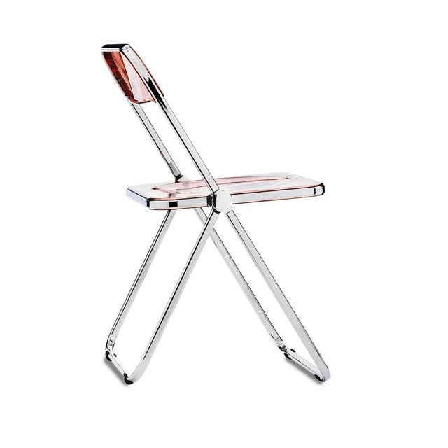 Acrylic Glass Pink and Chrome Plia Chairs by Piretti for Castelli, Italy, 1970s, Set of 4 For Sale - Image 15 of 18