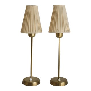 1950s Swedish Brass Side Lamps - a Pair For Sale