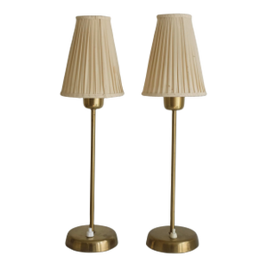 1950s Swedish Brass Side Lamps - a Pair