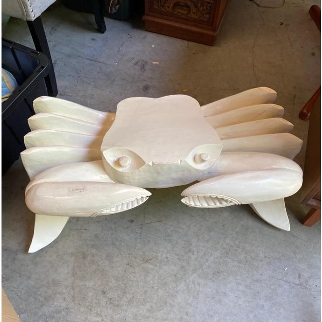 Wood 1970s White Wooden Carved Vintage Crab Style Coffee Table Base For Sale - Image 7 of 9