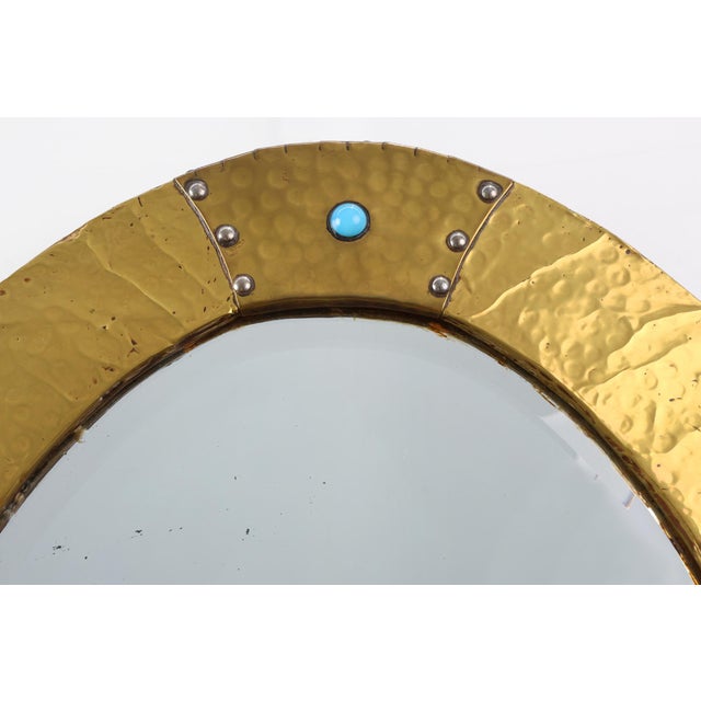 Arts & Crafts Copper Oval Mirror, 1890s For Sale - Image 5 of 11