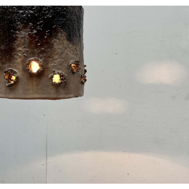 Mid-Century Modern Danish Brutalist Studio Pottery Pendant Lamps, 1960s, Set of 2 For Sale - Image 6 of 18