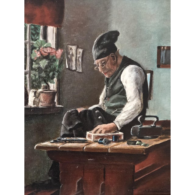 Danish Artist, Elderly Craftsman, 1920s, Oil Painting on Canvas, Framed For Sale - Image 4 of 13