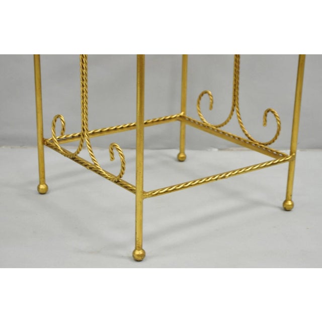 Mid 20th Century Italian Hollywood Regency Gold Gilt Iron Tassel 3 Tier Etagere Towel Rack Stand For Sale In Philadelphia - Image 6 of 12