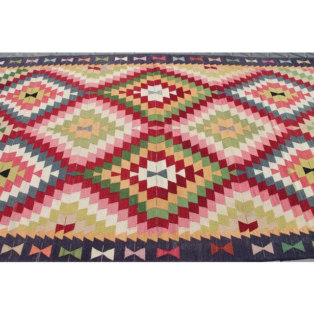 Vintage Turkish Kilim Rug - 118.5"x 67" For Sale - Image 4 of 11