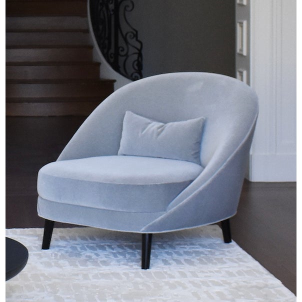 Stunning Patrick Naggar Curved Clubchair from Ralph Pucci in Dedar Vladimiro Gris Centre Fabric, Ralph Pucci - attributed...