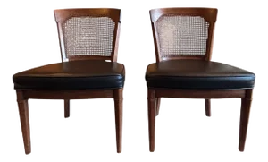 Vintage Henredon Neoclassical Caned Back Side Chairs, a Pair