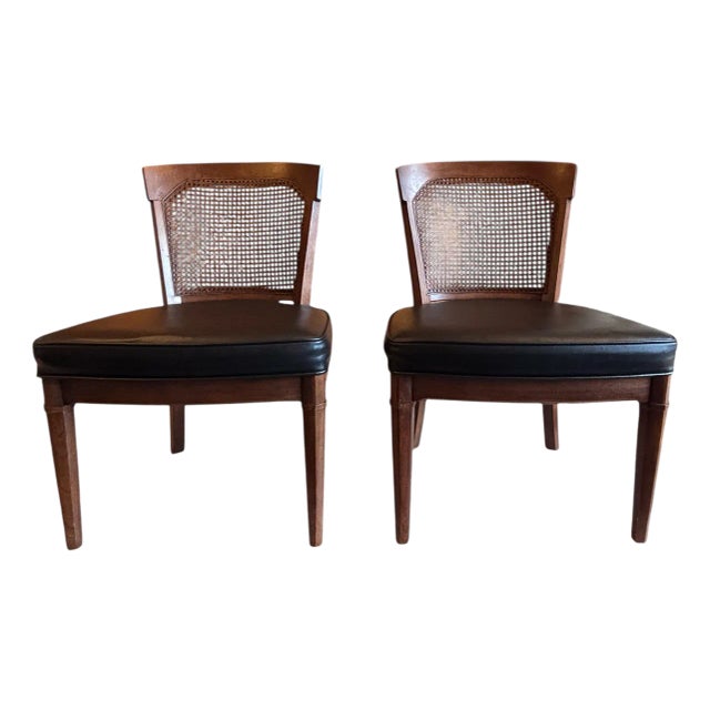 Vintage Henredon Slipper Chairs - Neoclassic Caned Backs, a Pair For Sale