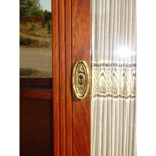 Vintage Oak Buffet with Sentry Boxes and Mirror For Sale - Image 9 of 18