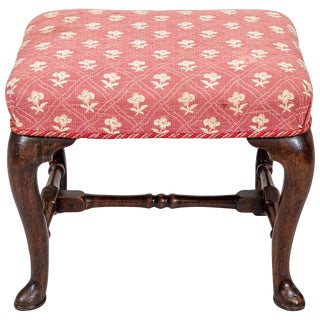 Antique Queen Anne Style Walnut Stool For Sale