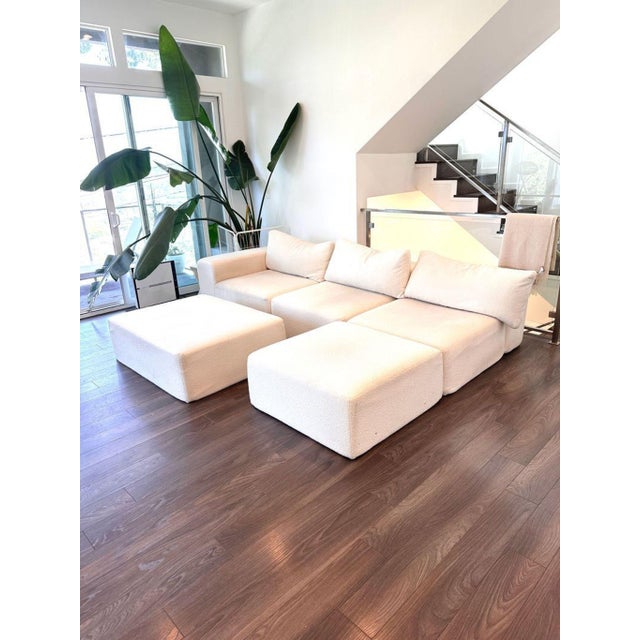 Modern Diorama Cream Sectional Sofa With Modular Ottomans For Sale - Image 3 of 3
