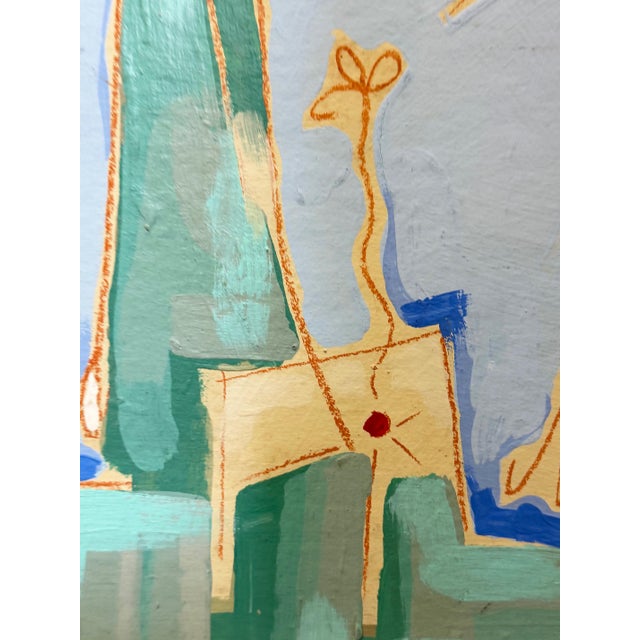 Vintage 1980s Subtle Patterned Abstract Painting, Framed For Sale - Image 4 of 10