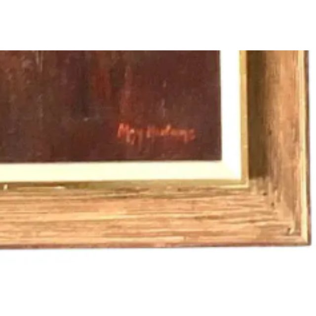 Ruby Red Midcentury Abstract Original Oil Painting Signed May Heiloms For Sale - Image 8 of 12
