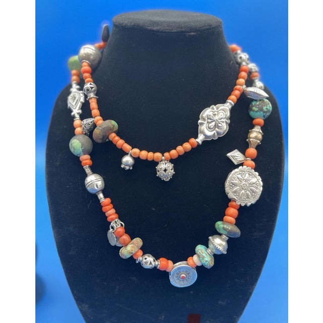 Late 19th Century Antique Tajik/Uzbek Necklace and Ring Set. Central Asian Jewelry For Sale - Image 5 of 10