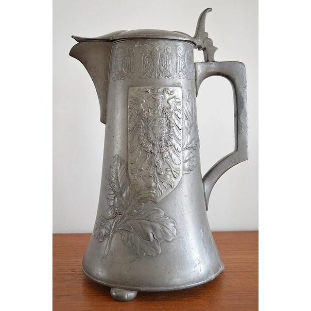 Very beautiful art nouveau ceremonial jug / gift jug of the company Kayser pewter Mod. 4291 - On the upper rim of the jug...