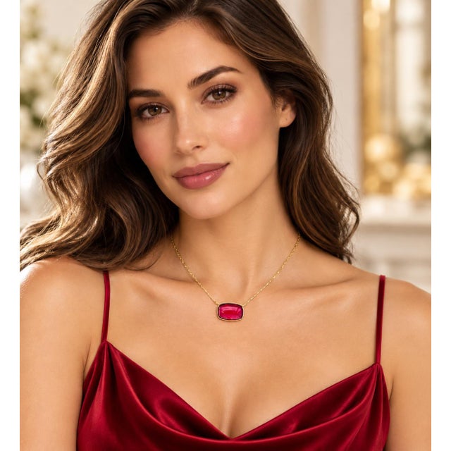 Early 21st Century 18k Yellow Gold Bezel Set Ruby Necklace For Sale - Image 5 of 5